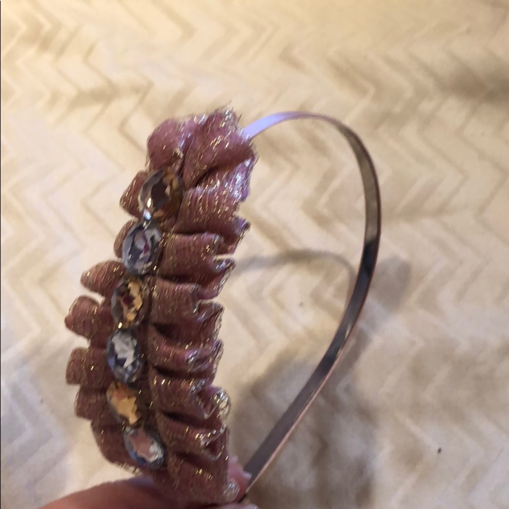 Pink and gold headband with Rhinestones